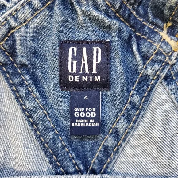 GAP Women's Distressed Raw Hem Denim Shortall Size S - Picture 2 of 8